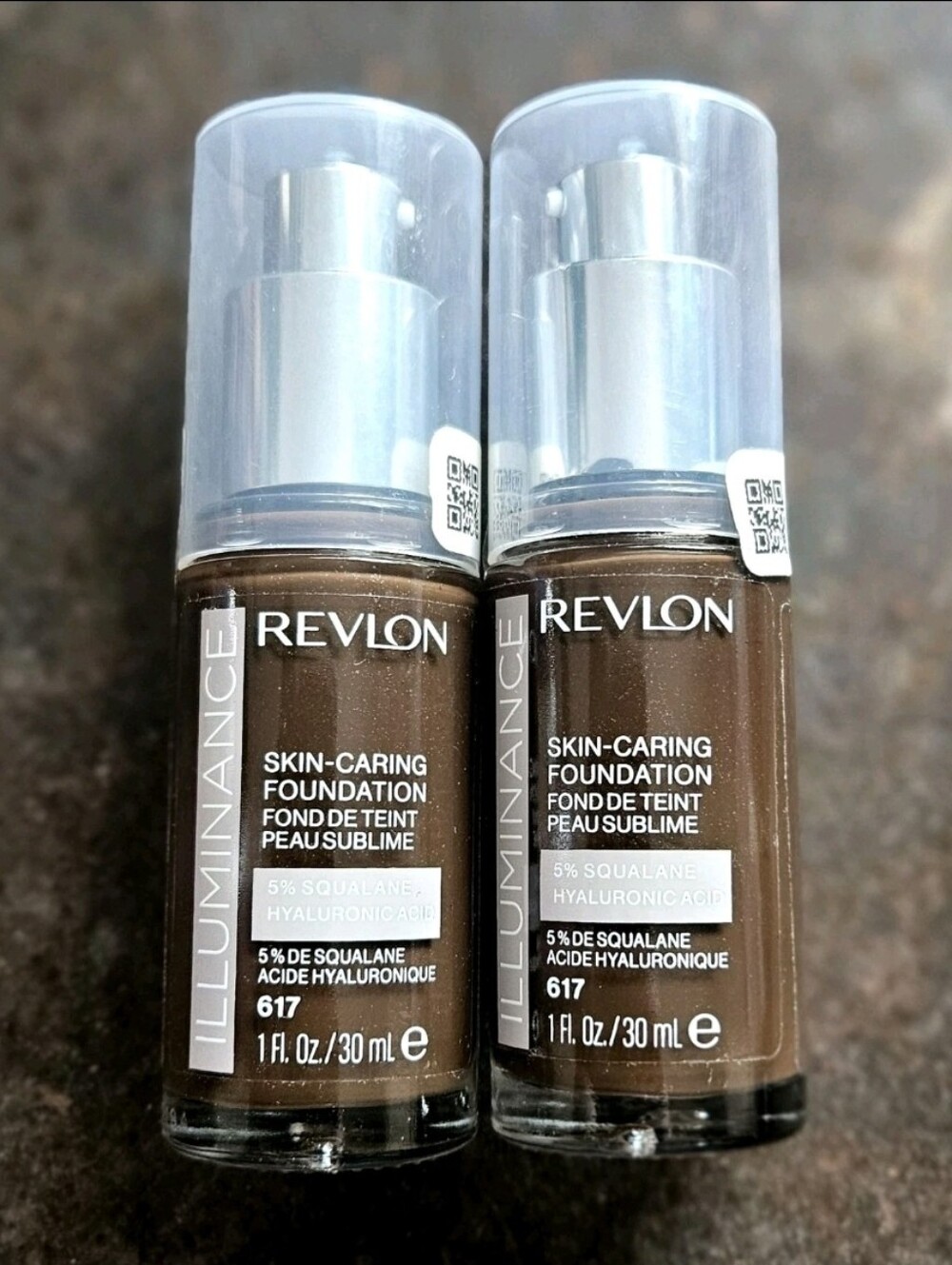 2 x Revlon 617 EBONY Illuminance Skin-Caring Foundation 1 oz ea NEW! Contour Too